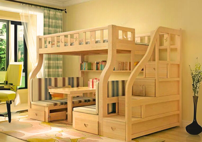 High Loft Beds with Solid Wood Construction